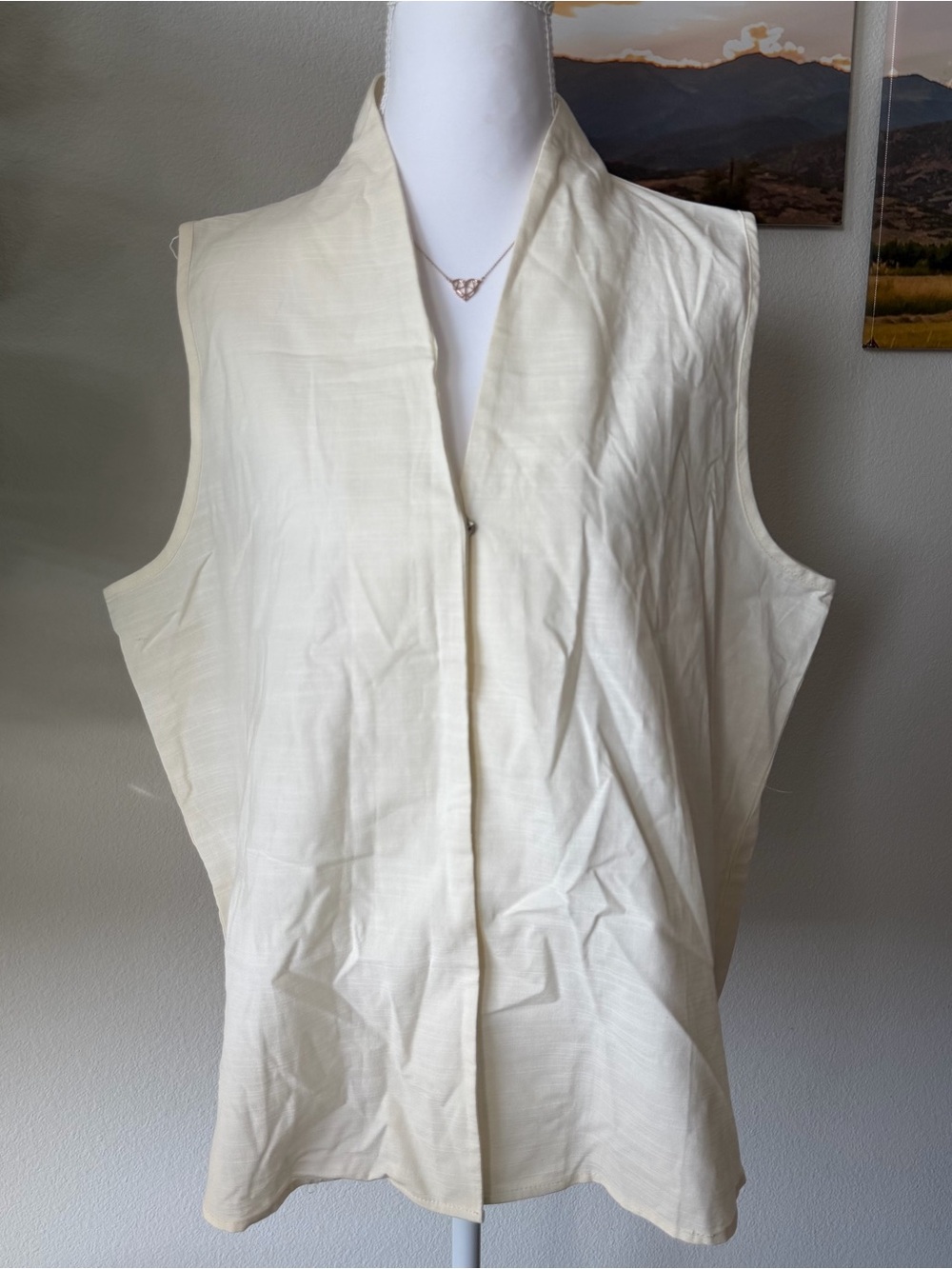 Cream Lightweight Poly Sleeveless Top
